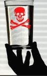skull and crossbones glass of water